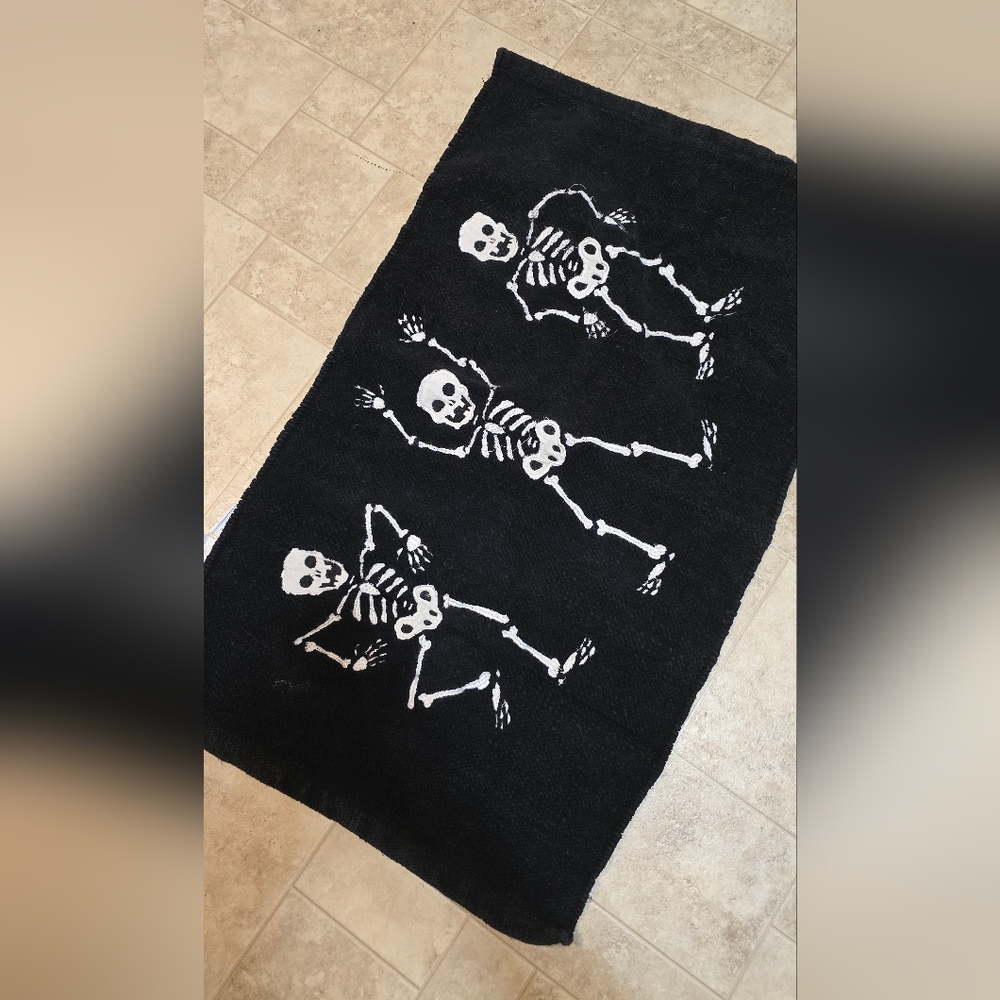 Black Rug with Skeleton Design 19"x35"